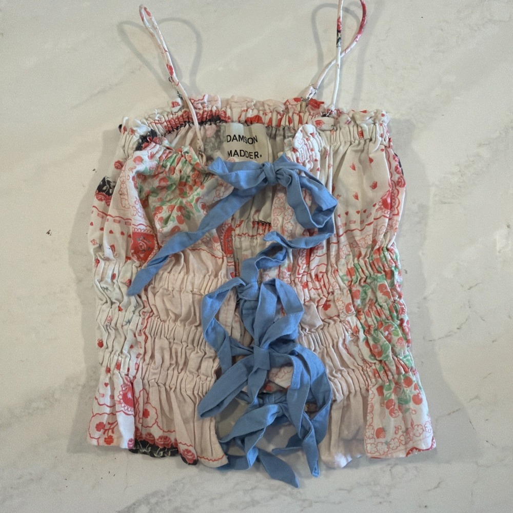 Damson Madder Hanky Heart Suki Smocked Ruche Top Sz 8 Medium